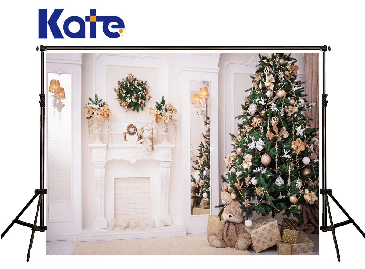 

Kate Christmas Background Photo White Brick Stove Fundo Fotografico Madeira Bear Bell Ball Backgrounds For Photo Shoot