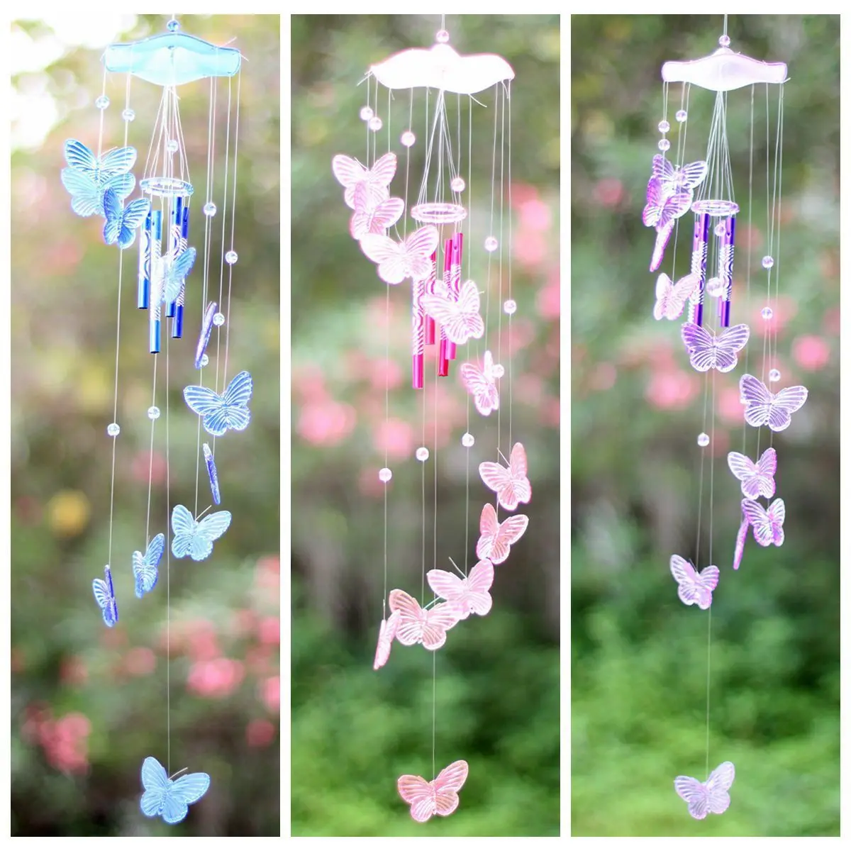 

Crystal Butterfly Mobile Wind Chime Bell Ornament Gift Yard Hanging Decor Art