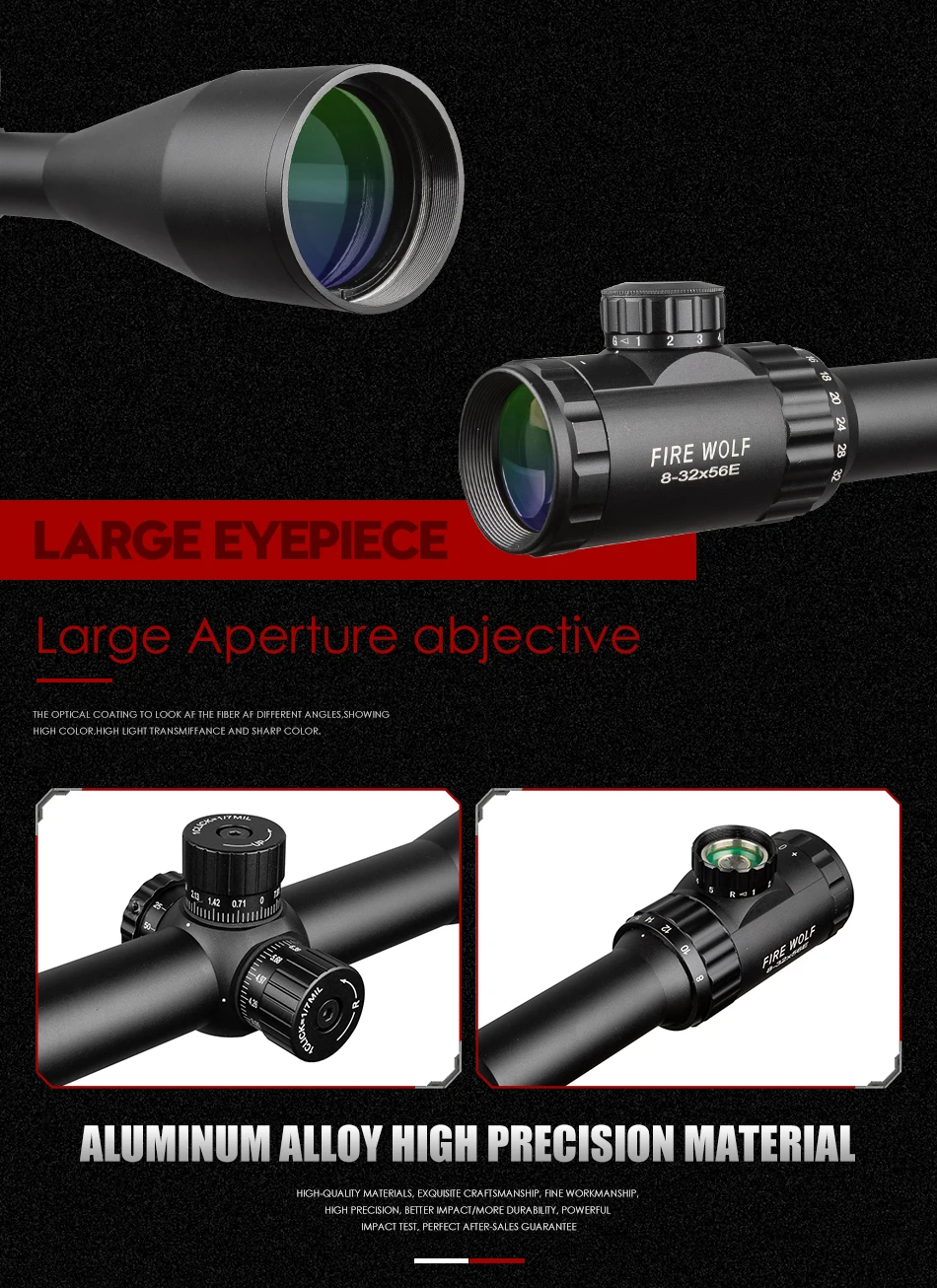 FIRE WOLF 8-32X56E Red Dot Green Sniper Scope компактные охотничьи прицелы с 20 мм/11 мм рельсовыми креплениями пневматическая винтовка с оптическим прицелом