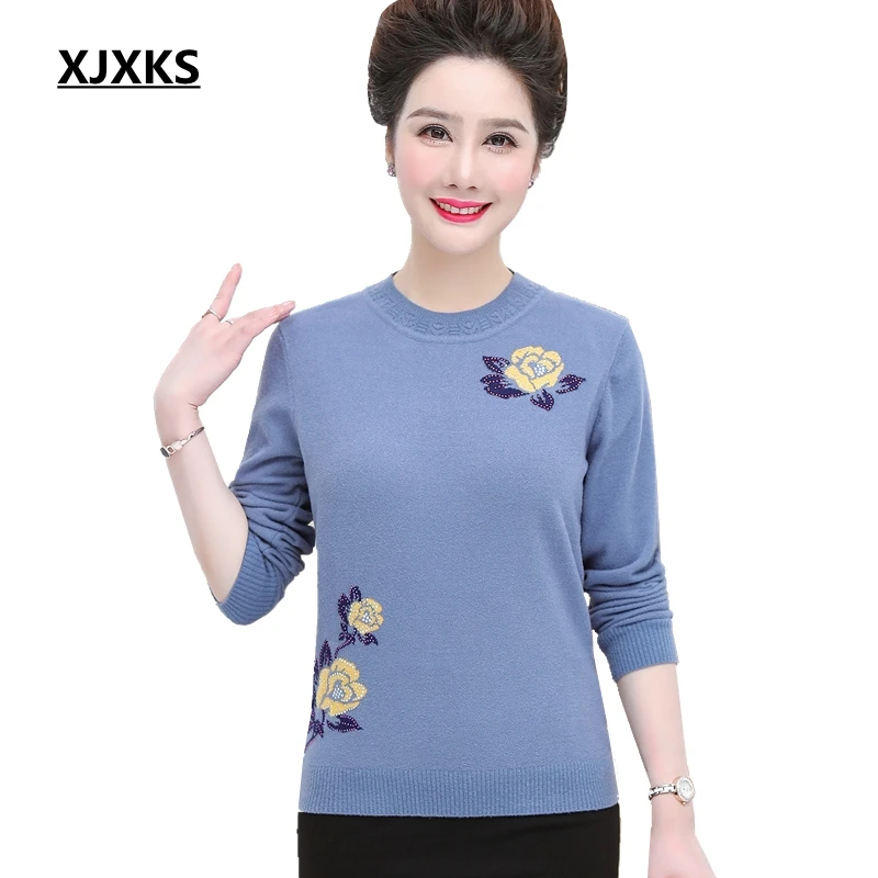 

XJXKS Woman Sweater Autumn And Winter 2019 Plus Size Sweaters Fashion Cashmere Women Pullover Long Sleeve Women Sweater
