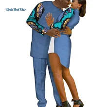 Африканские платья для женщин Bazin Riche мужские комплекты рубашка и брюки Одежда для влюбленных пар платья с принтом африканская одежда WYQ216