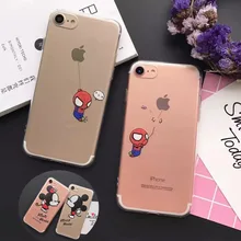 7 4.7″ Cute Funny Super Spiderman Mickey Minnie Mouse Crystal Clear Transparent Cases Cover for iPhone 7 Phone Bags Accessories