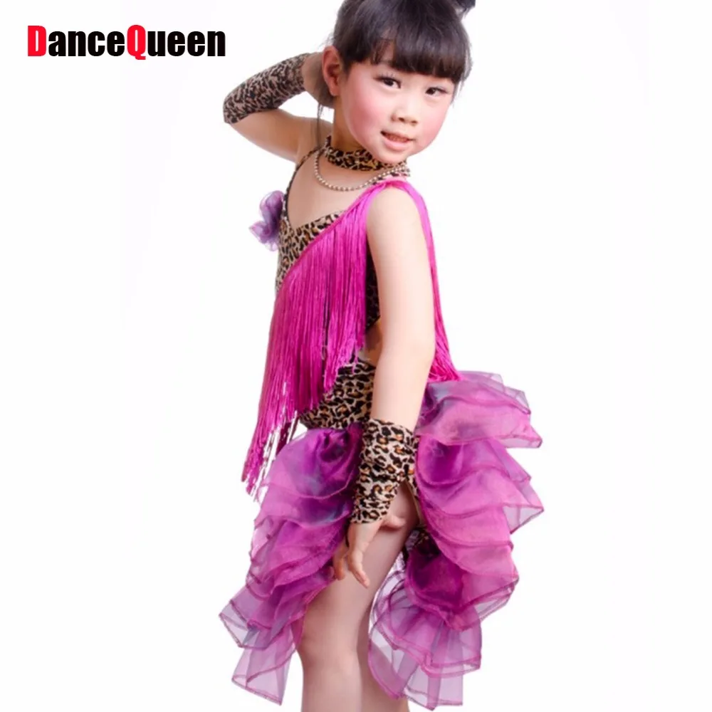 2018 New Style Children Leopard Latin Dance Skirt 100 168CM Latin