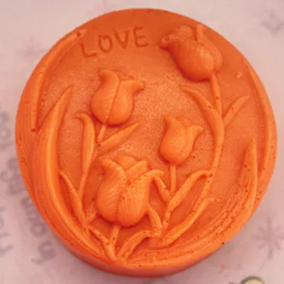 DIY Beautifull Flower Round cake shape soap Mold Tulip pattern silicone molds soap making mould