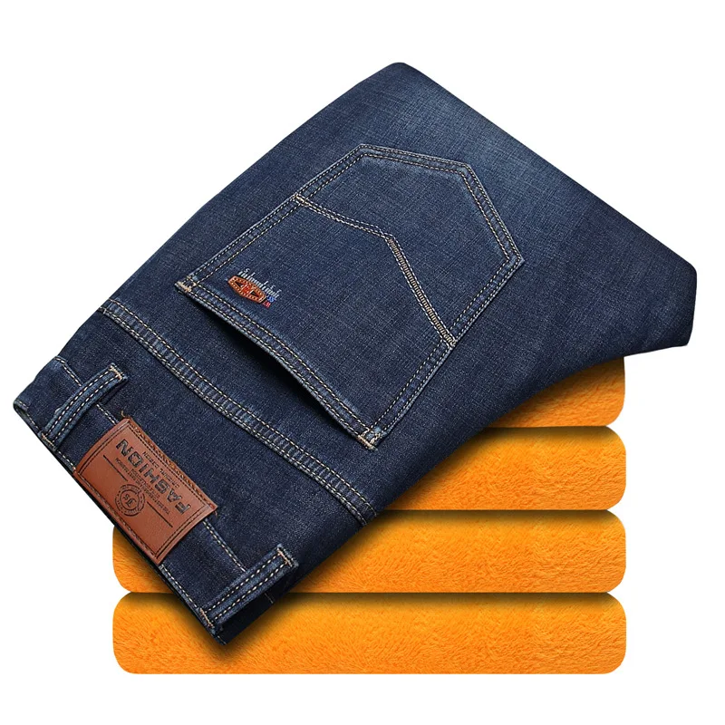 

2016 autumn and winter new velvet thickening warm stretch straight jeans