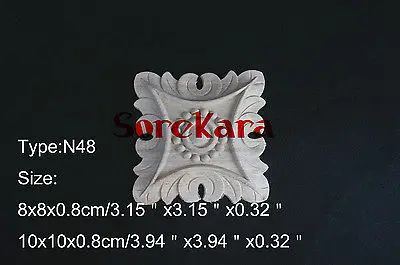 N48-10x10x0.8 см деревянные резные длинные квадратный аппликация цветок Рамки дверь наклейка рабочих плотник украшения