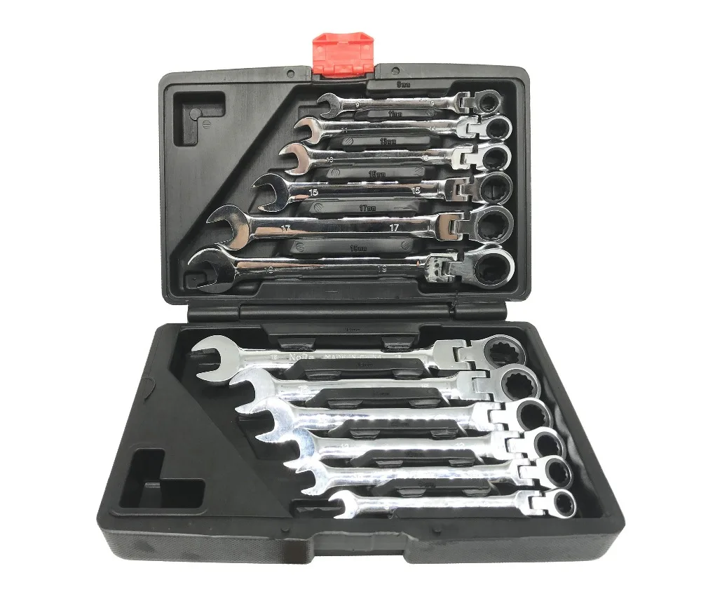 12PCS In Box Combination Ratchet Wrench Flexible Pivoting Head Spanner Set Fixed Ratcheting Sets | Инструменты