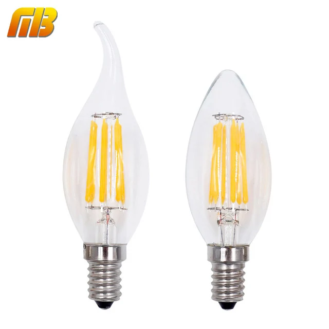 LED Filament Candle Light Bulb E14 220V 2W 4W 6W C35 Edison Bulb Retro Antique Vintage
