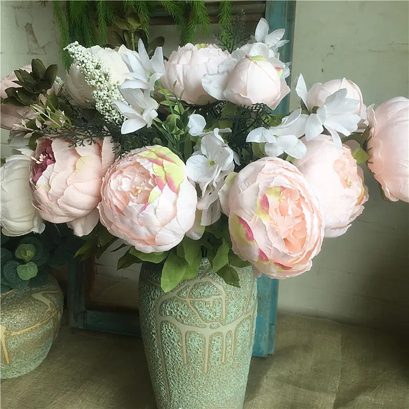 wholesale Simulation peony bunch Artificial flowers for white peonies