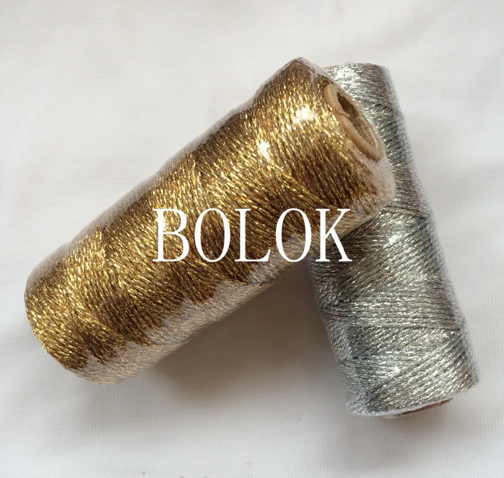 

Free Shipping 5 Spools (110yard/spool) Foil Gold Bakers Twine PE & PET String for Gift Packaging Wedding Birthday Party Decor