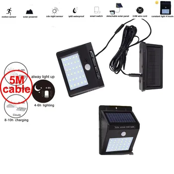 

30 leds solar light detachable panel pIR motion sensor waterproof IP65 outdoor for garden yard door lawn patio lantern security