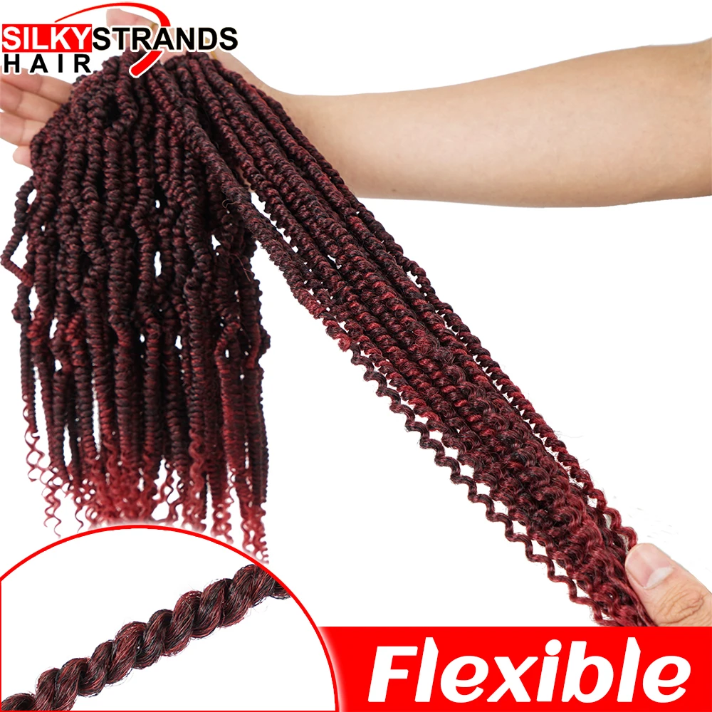 Burgundy Fluffy Passion Twist Hair Braiding 24strands/pack Synthetic Bomb Spring Curly Twist Crochet Hair