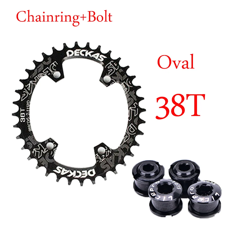 Deckas BCDS 96 цепное кольцо MTB овальное круглое узкое широкое кольцо цепи велосипеда 32T 34T 36T 38T цепное колесо для горного велосипеда 4 шт. болты - Цвет: oval black 38t