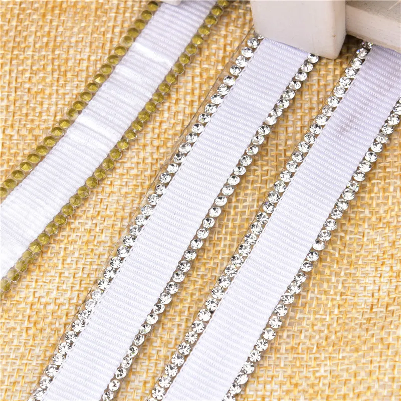 

hot-fix crystal Ribbon 15mm white 5yards/lot Rhinestone chain jeans Ribbon Trimming shoelace Decoration for sewing accessories