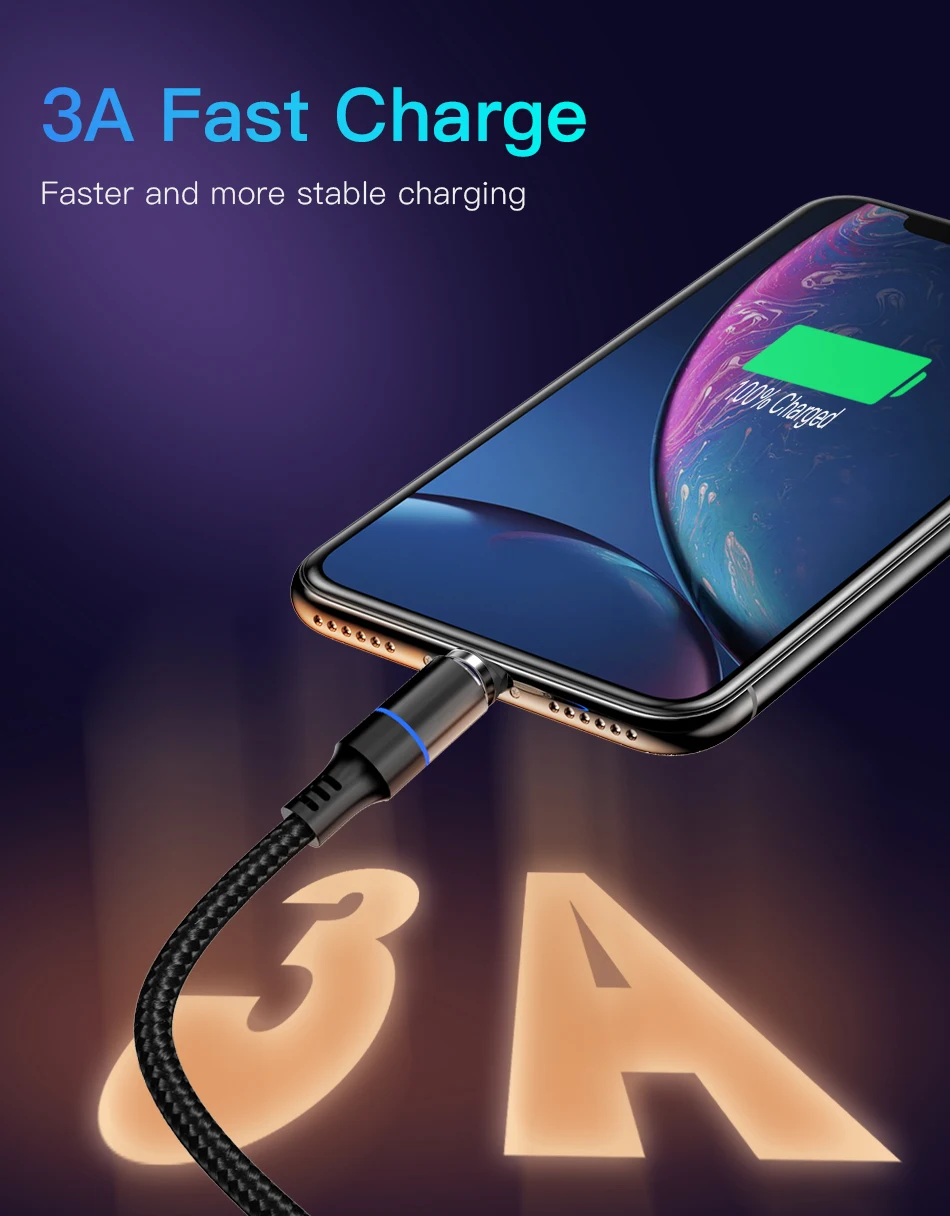 !ACCEZZ 3A Magnetic Cable Fast Charging Data Sync Micro USB Type C Charge Cable For iPhone X XS MAX XR Samsung Xiaomi Redmi Cord (3)