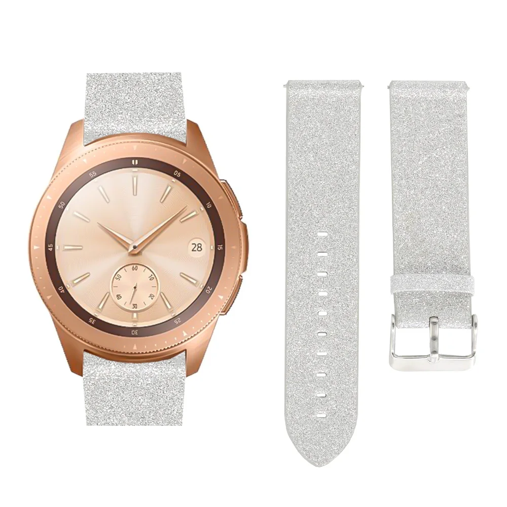 

Bling Leather Band for Galaxy Watch 42/46mm, Shiny Glitter PU Leather Band Luxury Replacement Strap Wristband for Samsung Galaxy