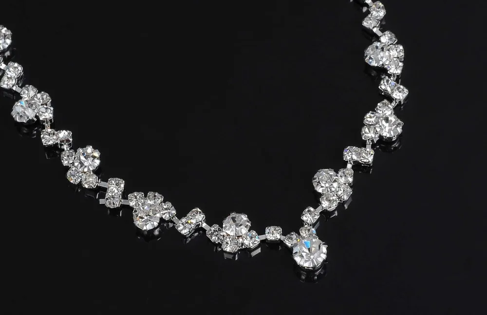 Мода Серебряный тон Кристалл теннис колье ожерелье набор серьги, фабричная цена Свадебные невесты африканские ювелирные наборы