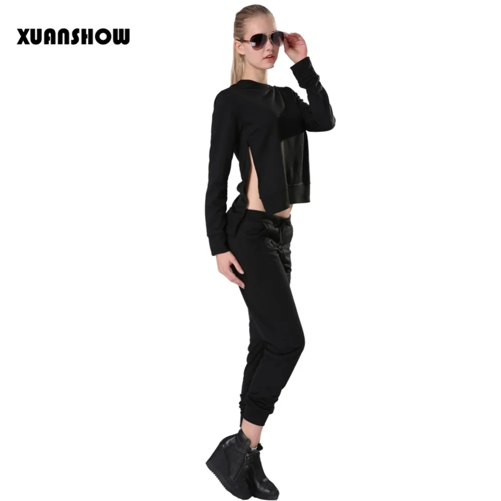 

Sudaderas Mujer Spring Autumn Tracksuit Women Sexy Long Sleeve Split Irregular Casual Pullover Hoodie Sweatshirt + Long Pant Set