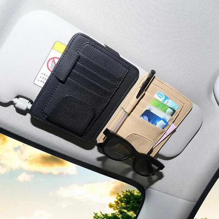 automobile Car Styling Inerior Accessories Sun Visor Sunglasses Ticket Receipt Card Clip Storage Holder artificial leather | Автомобили и