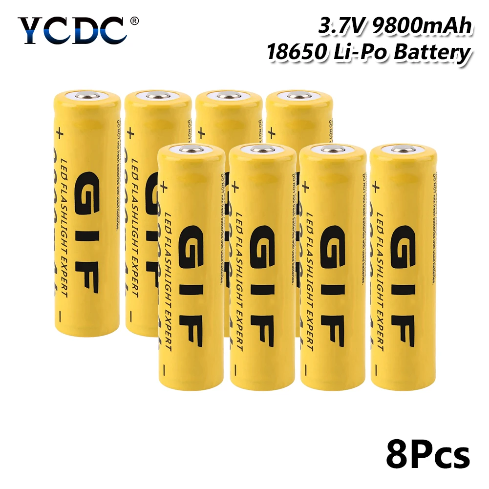 YCDC 3,7 V 9800mAh GIF 18650 Lipo аккумулятор высокой емкости с высоким разрядом для электронной сигареты - Цвет: 8 Pcs