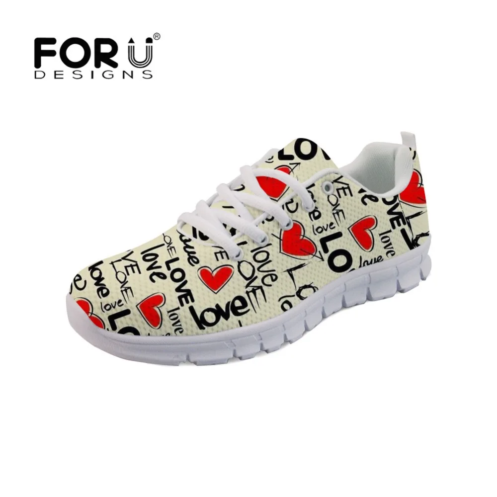 

FORUDESIGNS Espadrilles Women Flats Love Letter Pattern Casual Shoes Breathable Mesh Sneakers Female Nurse Shoes Zapatos Mujer