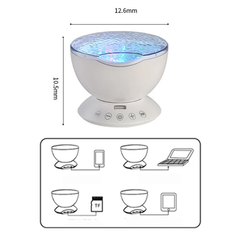 Светодио дный светодиодный ночник прикроватный светильник океан проектор волн музыкальный плеер ночник 7 цветов Изменение звездного неба