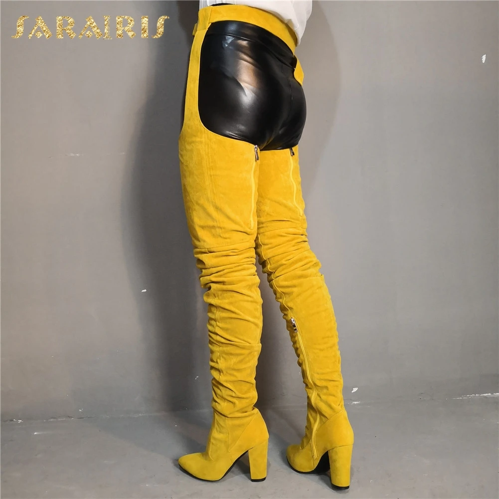 

Sarairis Luxury Large Size 35-47 Sexy Long Boots Women Shoes Woman Party Chunky Heels Top Quality Over Leg Boots