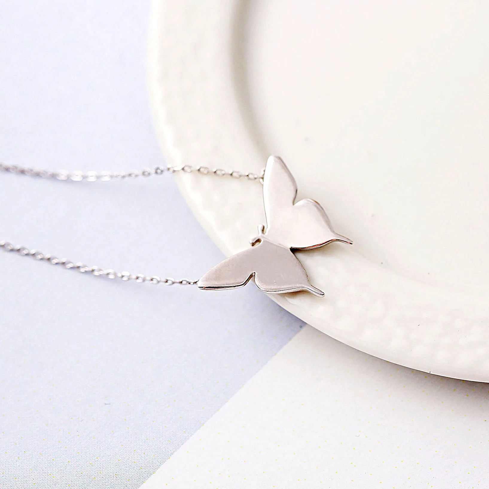 butterfly women 100% 925 Sterling silver nacklace Jewellery Clavicle chain pendant charms