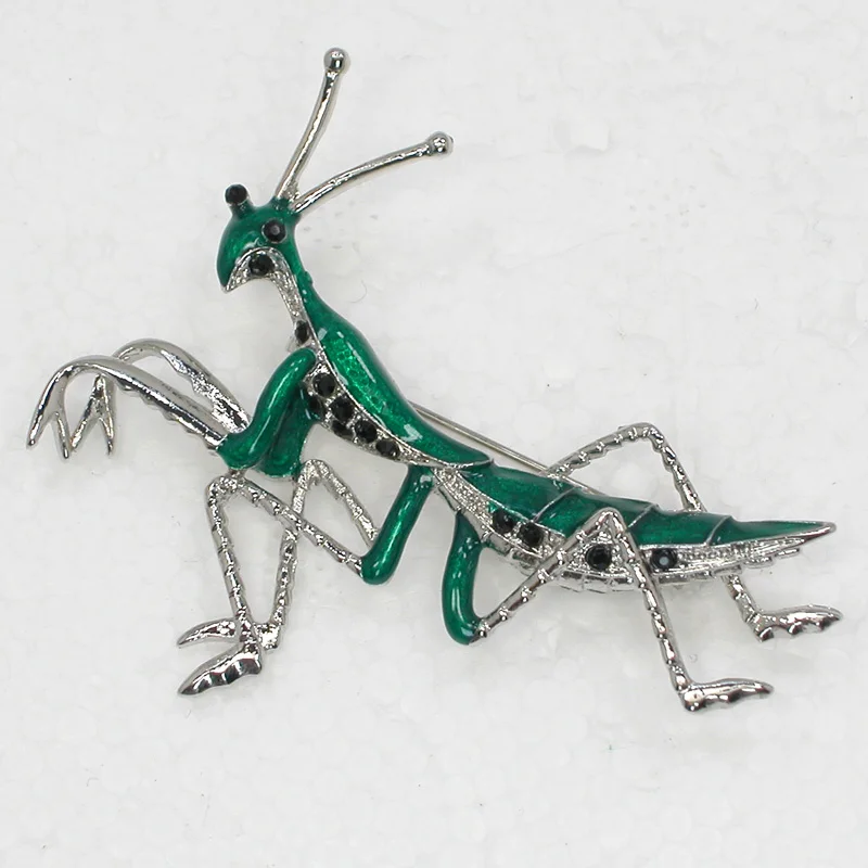 

Mantis Brooch Black Enamel Rhinestone Pin brooches C735 H