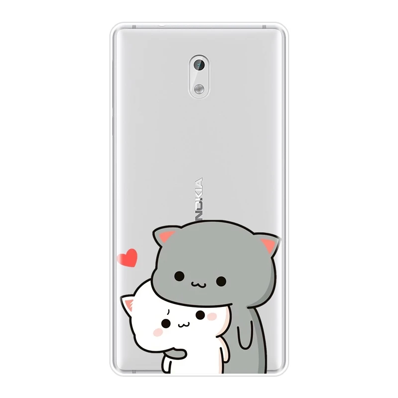 ТПУ Забавный мультяшный Kawaii сердце Милая кошка девушка телефонный чехол для Nokia X6