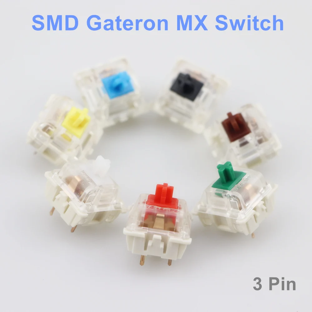 SMD Gateron mx переключатели, вишневый клон прозрачный чехол, коричневый синий красный синий прозрачный чехол переключатель для механической клавиатуры