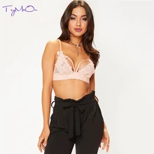 TryMeOn Глубокий V сексуальные цветочные кружева полые полупрозрачные ультратонкое нижнее белье без рукавов кружевной жилет крючком майка-бралет бюстгальтеры