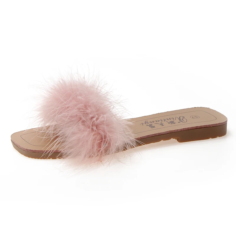 

Fluffy slippers Women furry Slippers Ladies Summer Slides Women Flip Flops Flat Beach Transparent Indoor Outdoor Slippers Femme