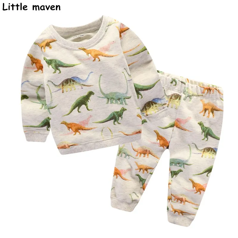 Conjuntos de Crianças Camisa + Calças Pouco Maven Novos Meninos Outono Algodão Marca Manga Longa Dinossauro Impressão t 20208 2020