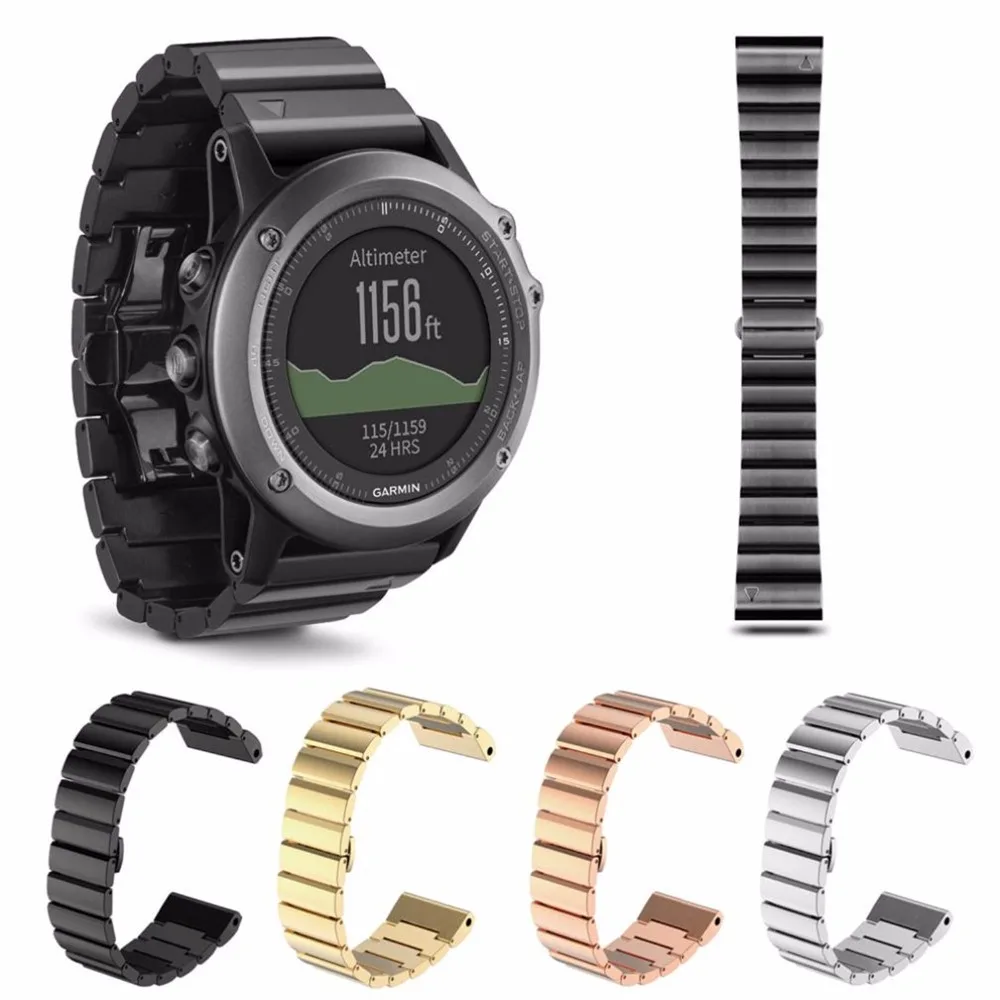 Ремешок из нержавеющей стали высокого качества для Garmin Fenix 3 совместимый с HR Sapphire