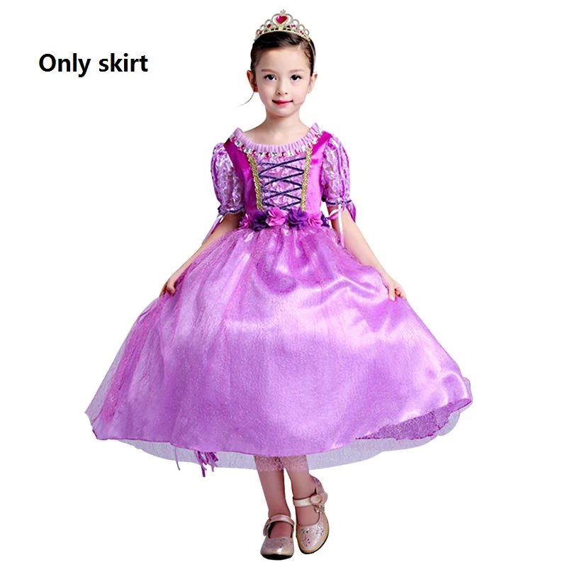 Платье принцессы для девочек принцессы Софии платья Рапунцель платье Длинные вечерние платья Детская Костюмы на Хэллоуин, Рождество, день рождения, Косплэй костюм - Цвет: Лаванда