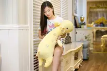 middle cute plush lying giraffe toy soft cartoon yellow giraffe pillow doll gift about 90cm 2616