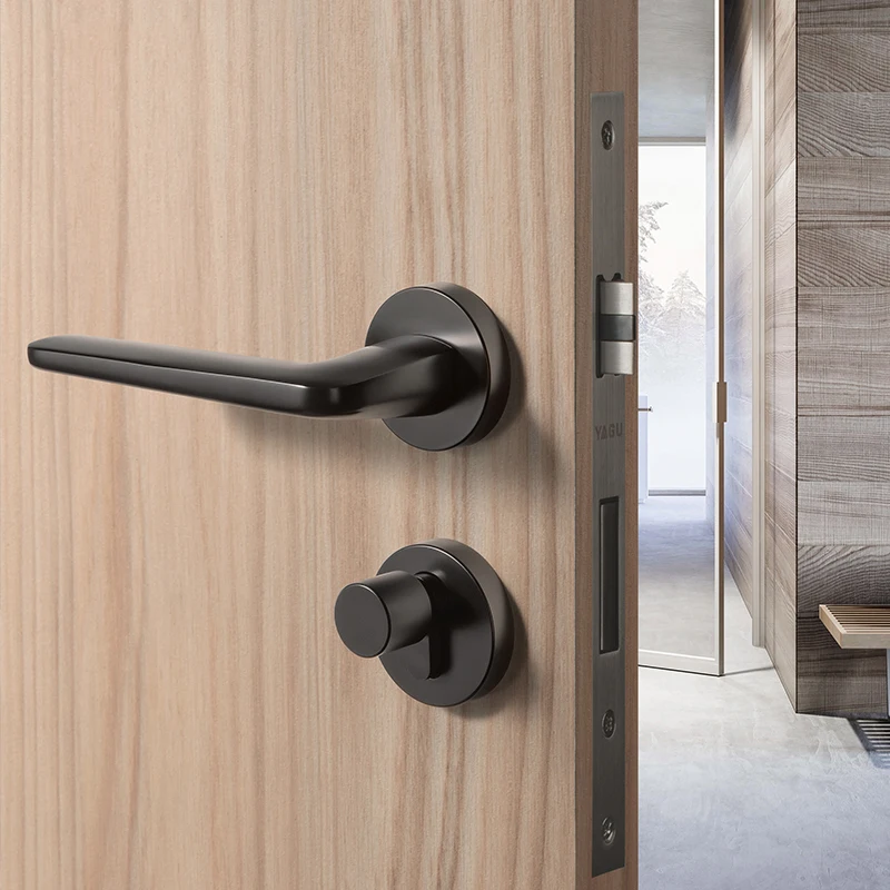  1 Set /Door Lock Modern Style Retro Bedroom Yellow bronze Door Handle Lock Interior Anti-theft Room - 33022476148