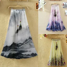 Макси юбка летняя женская модная повседневная сексуальная с принтом эластичный пояс Повседневная Макси юбка летние длинные юбки для женщин мягкая