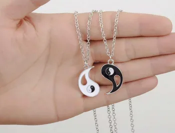 

20 Pair Best Friends Necklace Jewelry Yin Yang Tai Chi Pendant Couples Paired Necklaces&Pendants Unisex Lovers Valentine's Gift