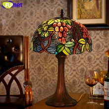 Стеклянная художественная настольная лампа FUMAT роскошный садовый виноград Тиффани лампа для гостиной Кабинета витражный стеклянный светильник