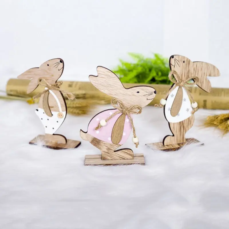 Скандинавский стиль, винтажный, счастливый, пасхальный, настольный декор, милый деревянный, мультяшный, стоящий Кролик, Кролик, бисерный