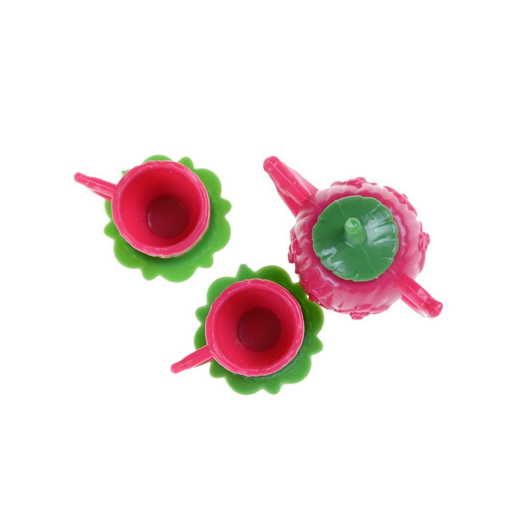 

1 Set Tea Pot Cups Plates Set Dollhouse Decor Kitchen Classic Toy Pretend Play Girl For Doll