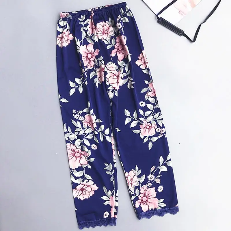 Темно-синий женский 5 шт. ремень Топ Брюки Костюм Пижама комплекты одежды для сна весна осень домашняя Ночная рубашка кимоно халат m-xxl - Цвет: l - 2