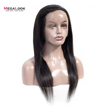 Megalook 360 кружева лобовое закрытие предварительно сорванные с ребенком волосы перуанские прямые Remy человеческие волосы 10-22 дюймов