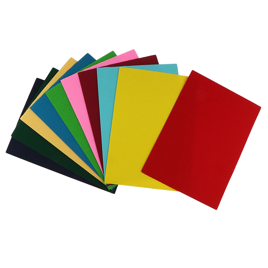 10 шт. цветная гофрированная бумага для детей, поставка гофрированного картона для поделок, игрушек-открыток 297x210 мм