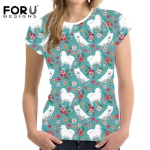 FORUDESIGNS/футболка для бега женские футболки Рашгард Женская Kawaii собака самоед Спортивная рубашка с принтом для запуска облегающие топы с короткими рукавами