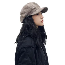 British Retro Lattice Octagonal Cap Painter Hat Bucket Hats Men Women Hunting Fishing Outdoor Cap Fisherman Climbing Hat