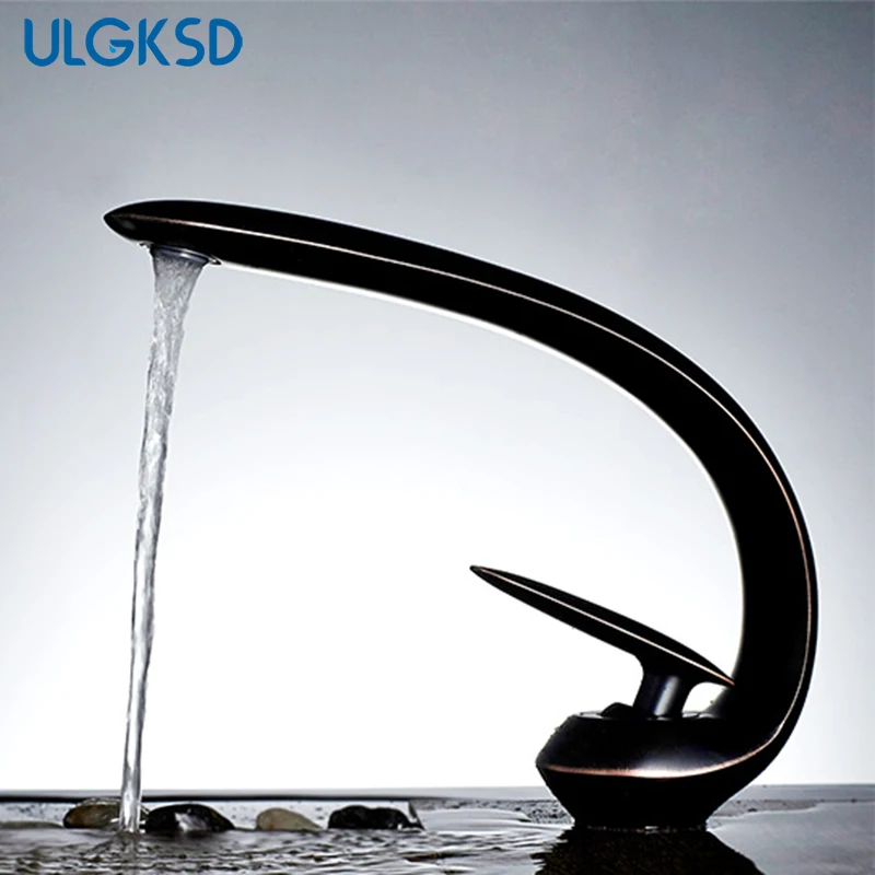 

ULGKSD Modern Style Bathroom Sink Basin Mixer Tap Single Handle Oil Rubbed Bronze Finished