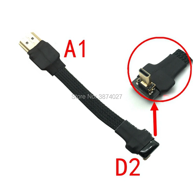 D2 10cm 20cm 30cm 50cm FPC Ribbon Flat Micro HDMI 2.0 type D shielded FPV Cable for HD Multicopter Aerial Photography